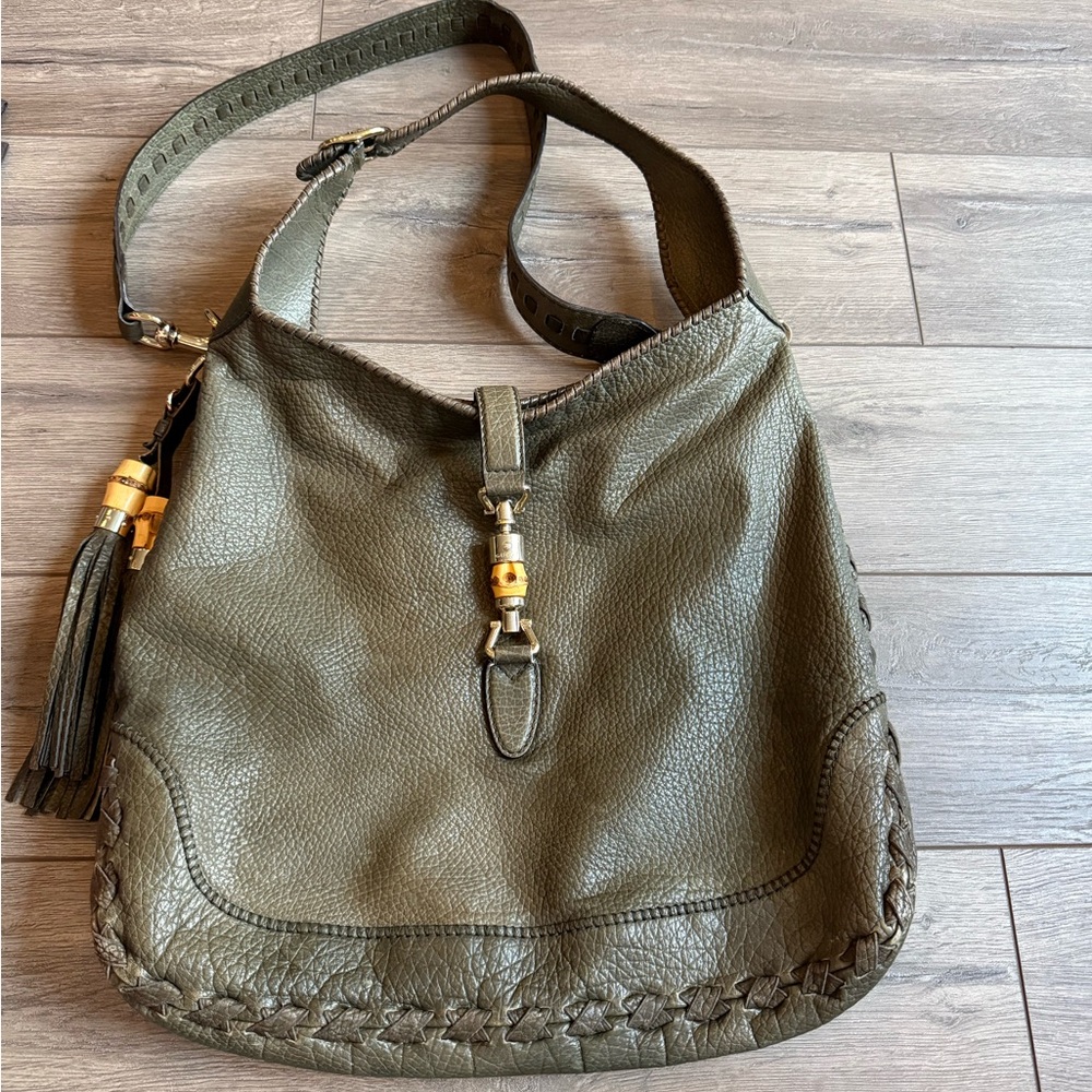 Gucci Olive Green Jackie Bag with Gold Details